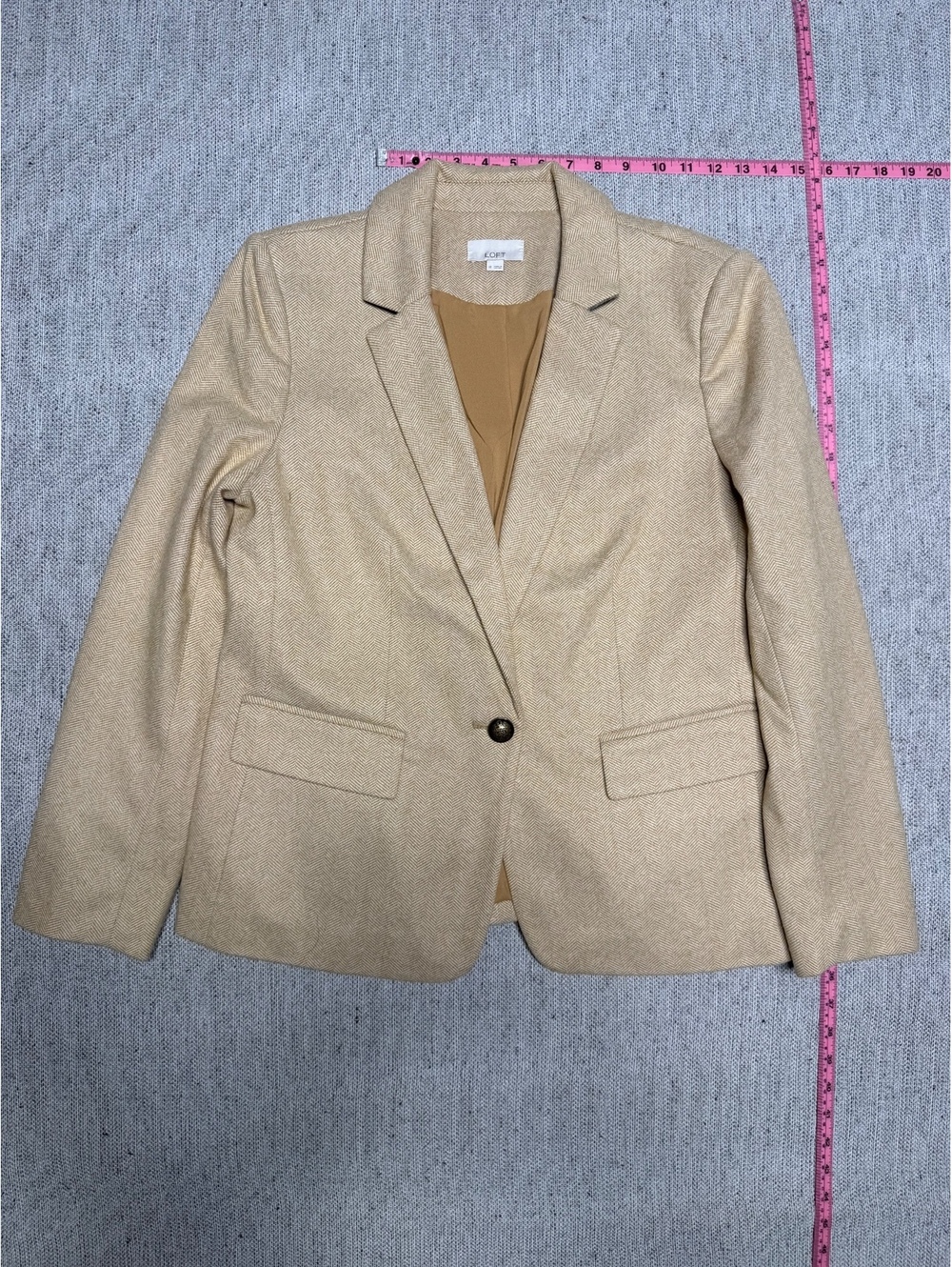 LOFT Women's Beige Blazer Size 10 with Single Button Closure